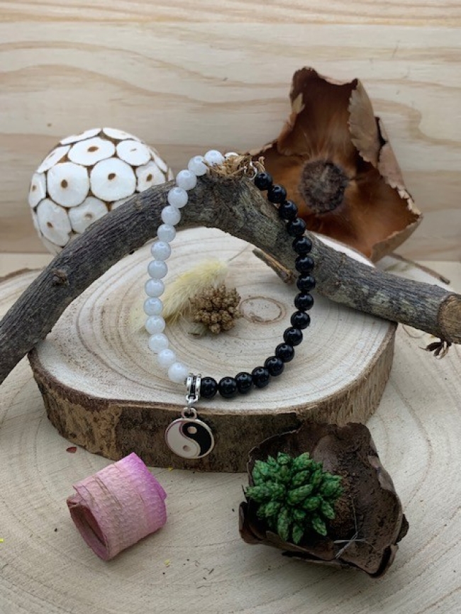 Bracelet Labradorite blanche & Onyx