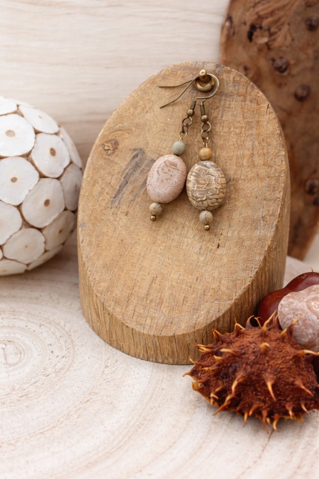 Boucles d'oreilles Jaspe Paysage