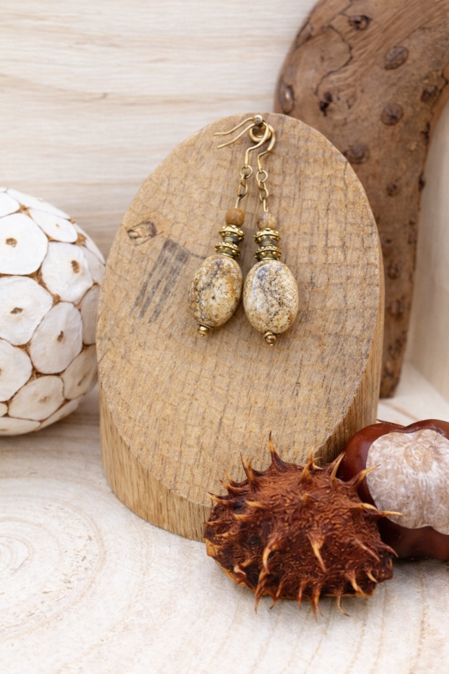 Boucles d'oreilles Jaspe Paysage