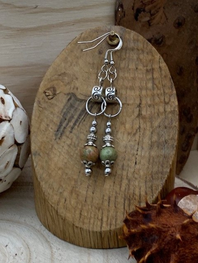 Boucles d'oreilles Unakite