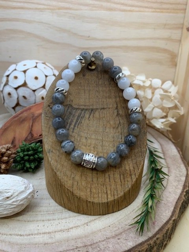 Bracelet Labradorite blanche & grise