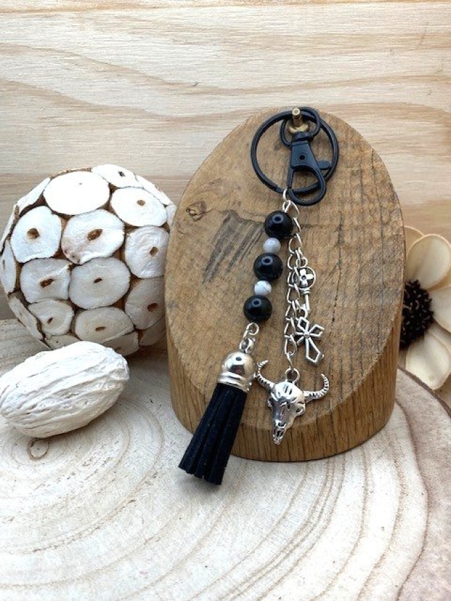 Porte-clés Onyx & Howlite