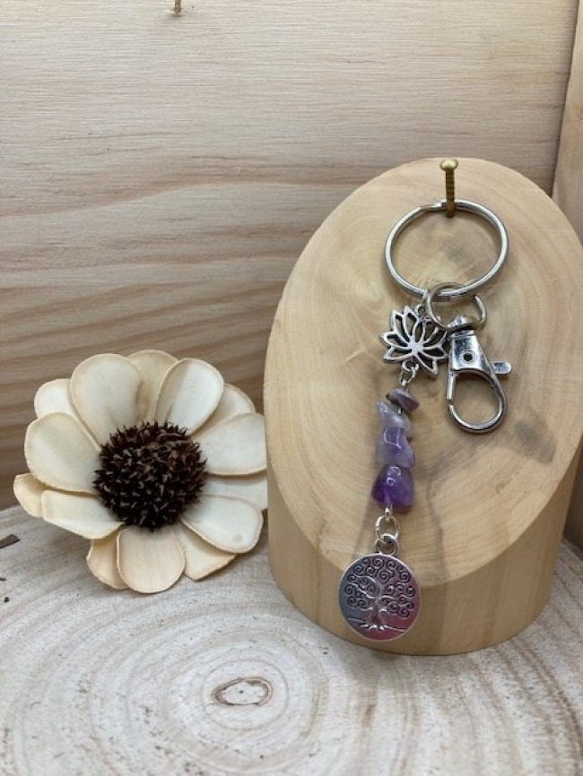 Porte-clés Chips d'Améthyste