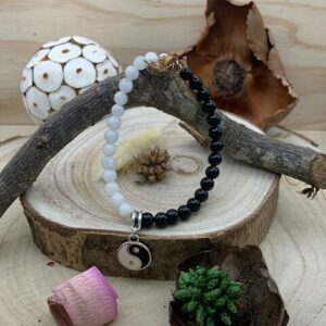 Bracelet Labradorite blanche et Onyx